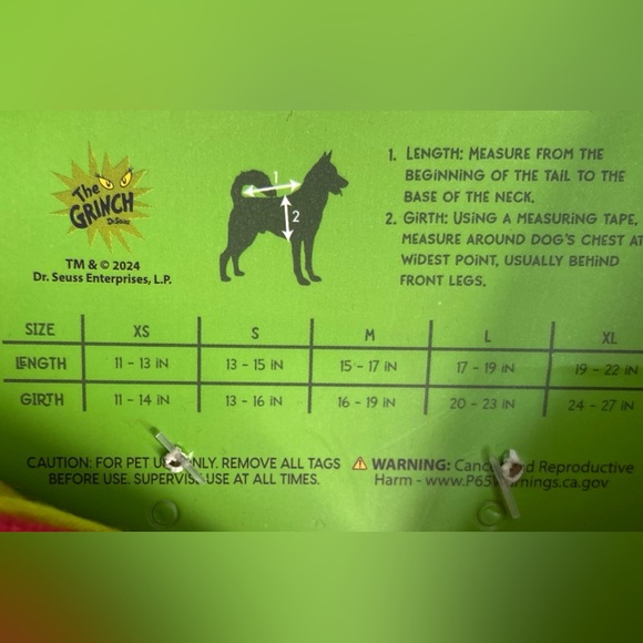 THE GRINCH Dog Hoodie Pet Sweatshirt Size Large - Picture 8 of 8